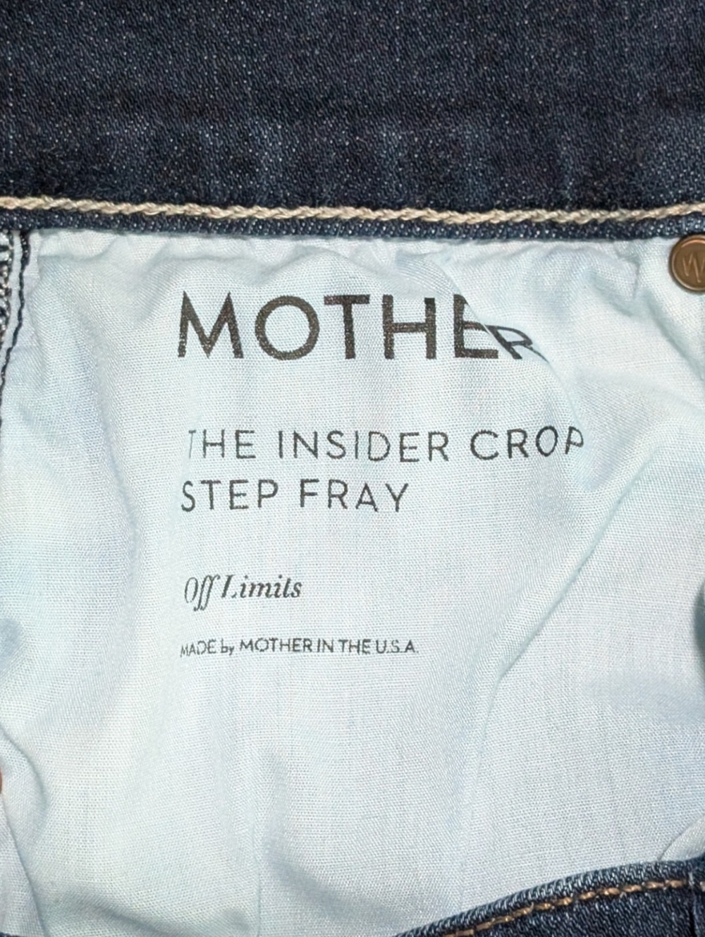 MOTHER The Insider Crop Step Fray Jeans - Off Limits Size 26 - Picture 7 of 10